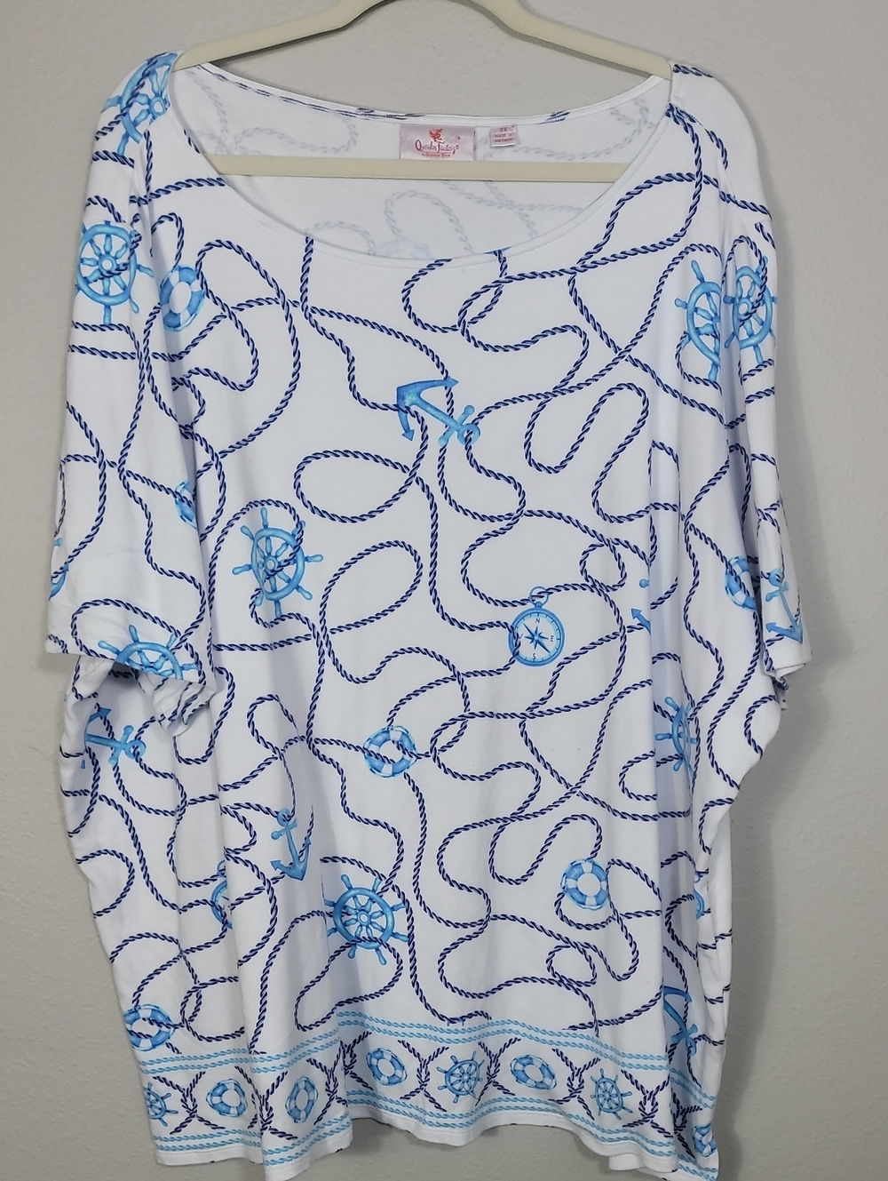 Quacker Factory Nautical T-Shirt Size 3X Coastal Grandma Beach